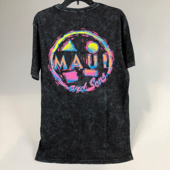 Maui & Sons Tie Dye T-shirts Blackish Gray M-L - Picture 3 of 4